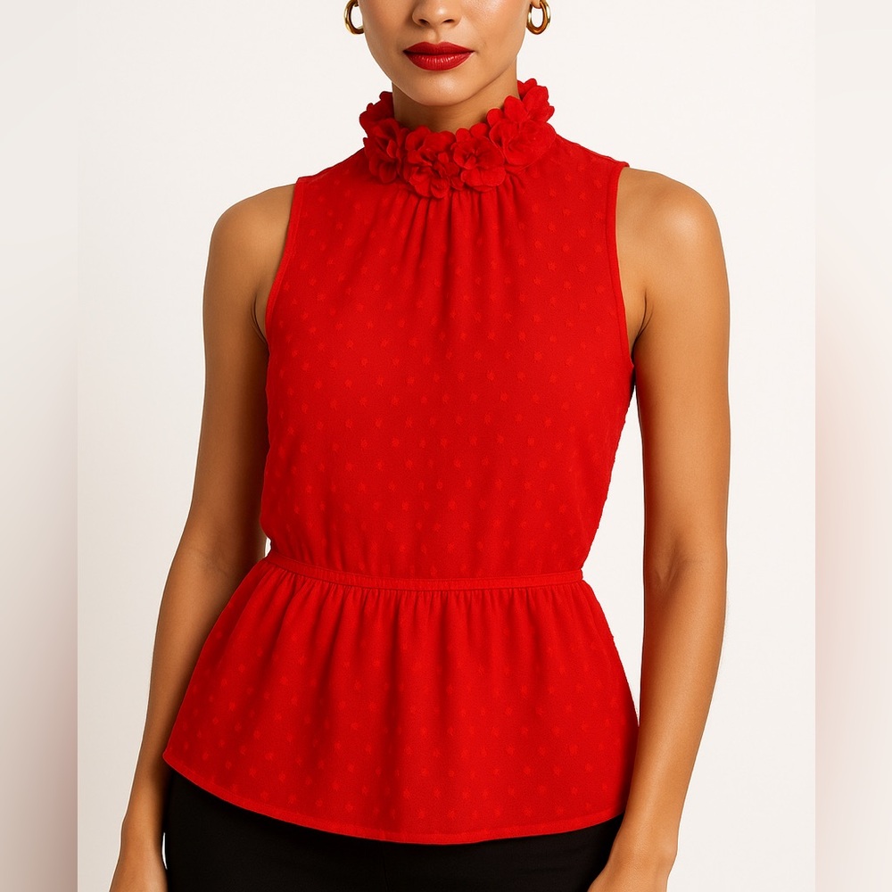 ❤️ Zara Red Sleeveless Peplum Top NWT Size S